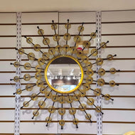 Oceano brass round wall mirror