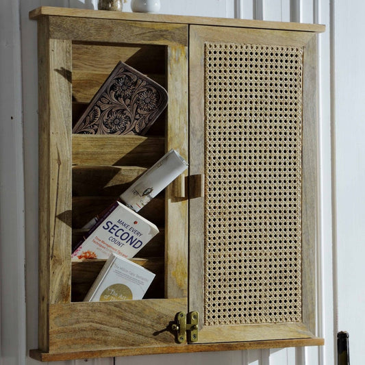 Sawana Mango Wood Wall Cabinet Organizer - Wicker Emporium