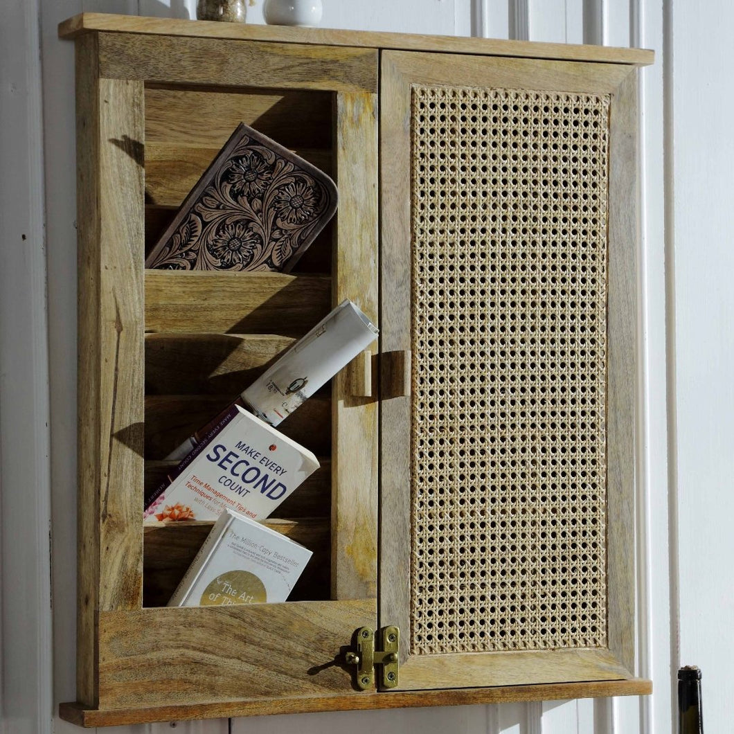 Sawana Mango Wood Wall Cabinet Organizer - Wicker Emporium