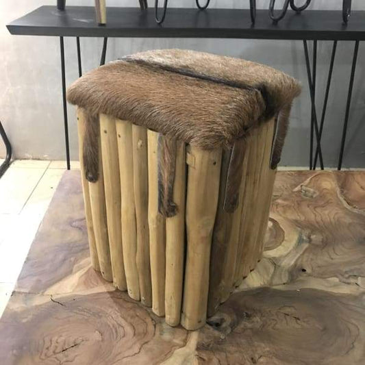 STOOL WITH GOAT HAIR - $239.00