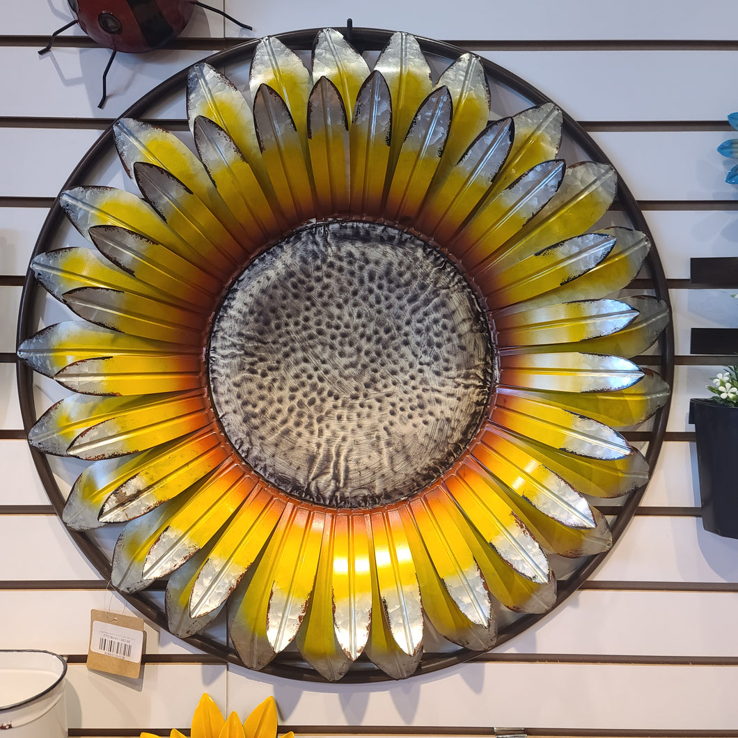 Large Metal Sunflower Encircled Wall Decor