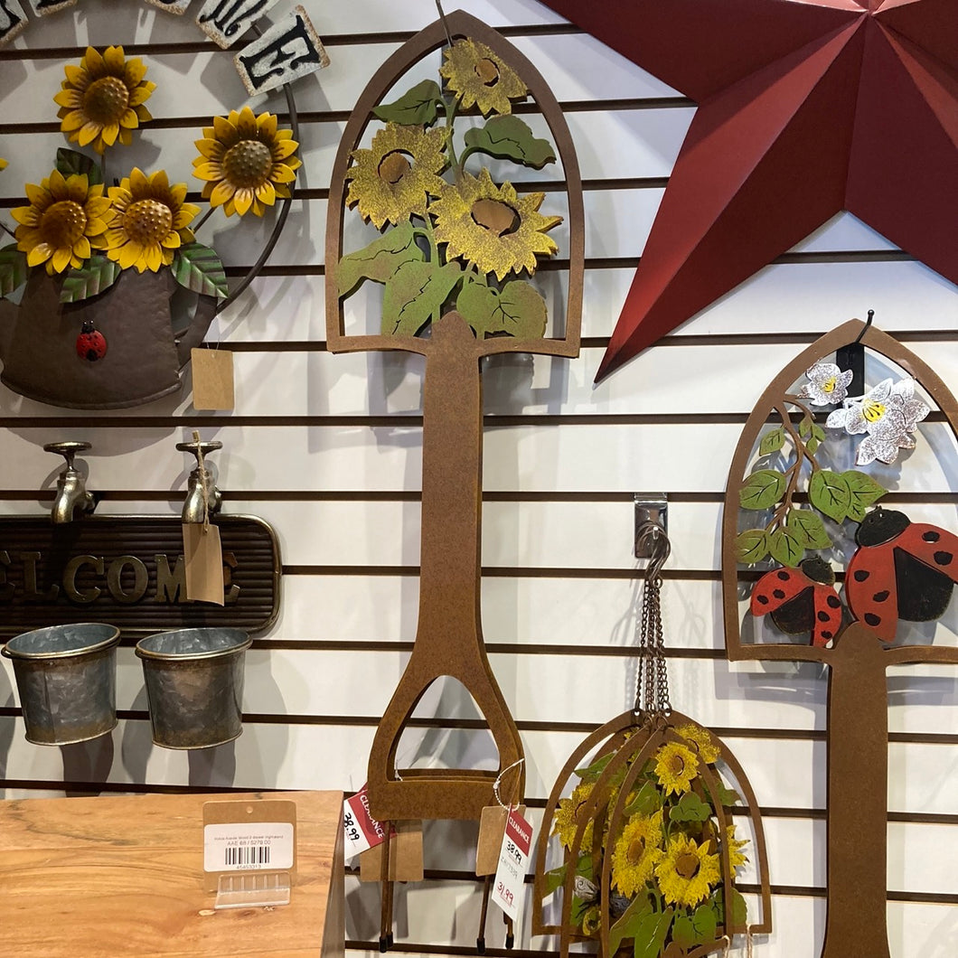 Laser Cut Shovel Lawn Art with Sunflowers