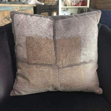 Load image into Gallery viewer, Taupe velvet window embroidered pillow 18 x 18
