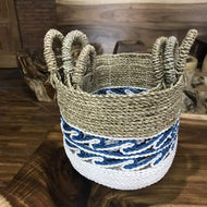 Wave Tri colour seagrass and raffia baskets (set of 3) - $149.00