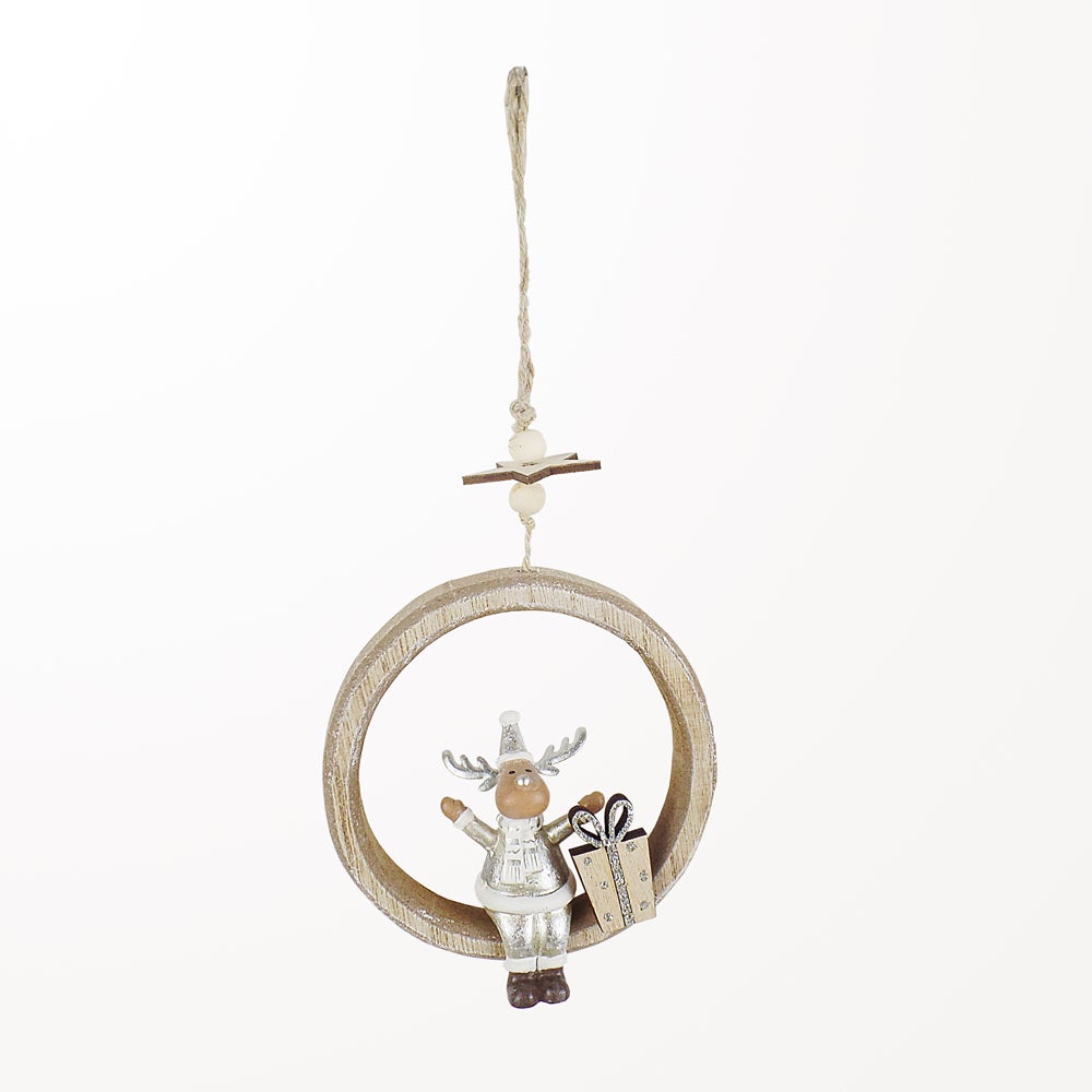 Hanging Silver Reindeer Hoop Swing